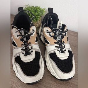 Steve Madden Black, White, and Tan Sneakers/ Used
